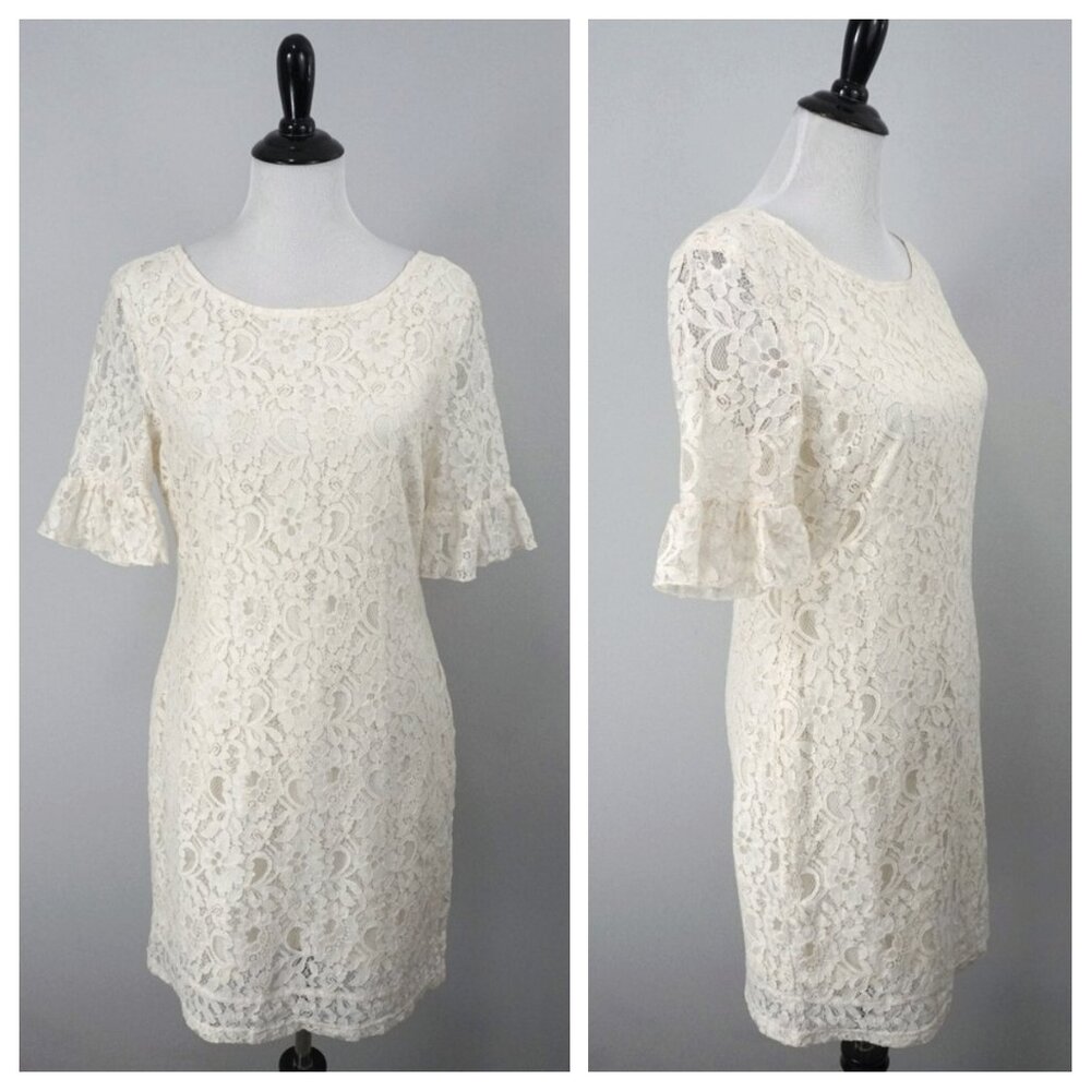 Anthropologie Cream Lace Midi Dress
